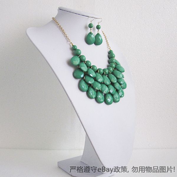  Green Drops Necklace Earrings Set 2012 Hot Green Drops Earrings