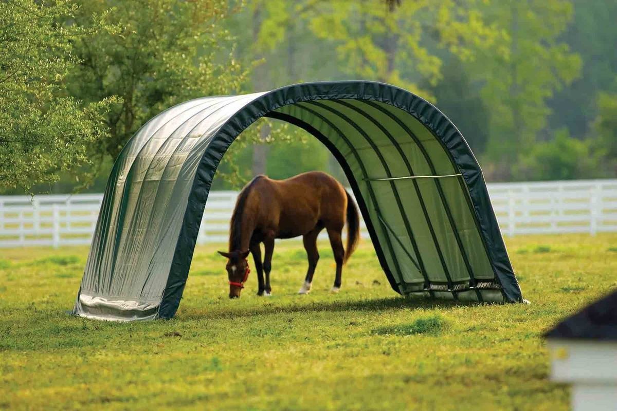 ShelterLogic 12x20x8 Round Run in Shelter Horse Barn AG Hay Outdoor