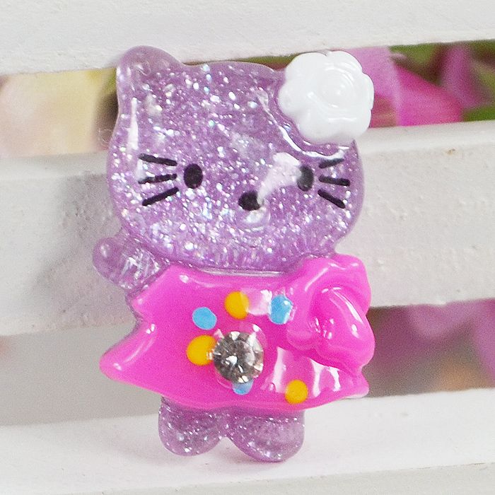  Resin Glitter Hello Kitty Cats Flat back appliques craf t Cabochon T67