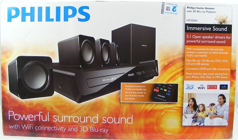Philips Home Theater w 3D Blu Ray Playback 5 1 Surround Sound HTS3541