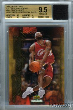 03/04 UD Freshman Season #54 Lebron James RC w/GU HS PATCH BGS 9.5 GEM