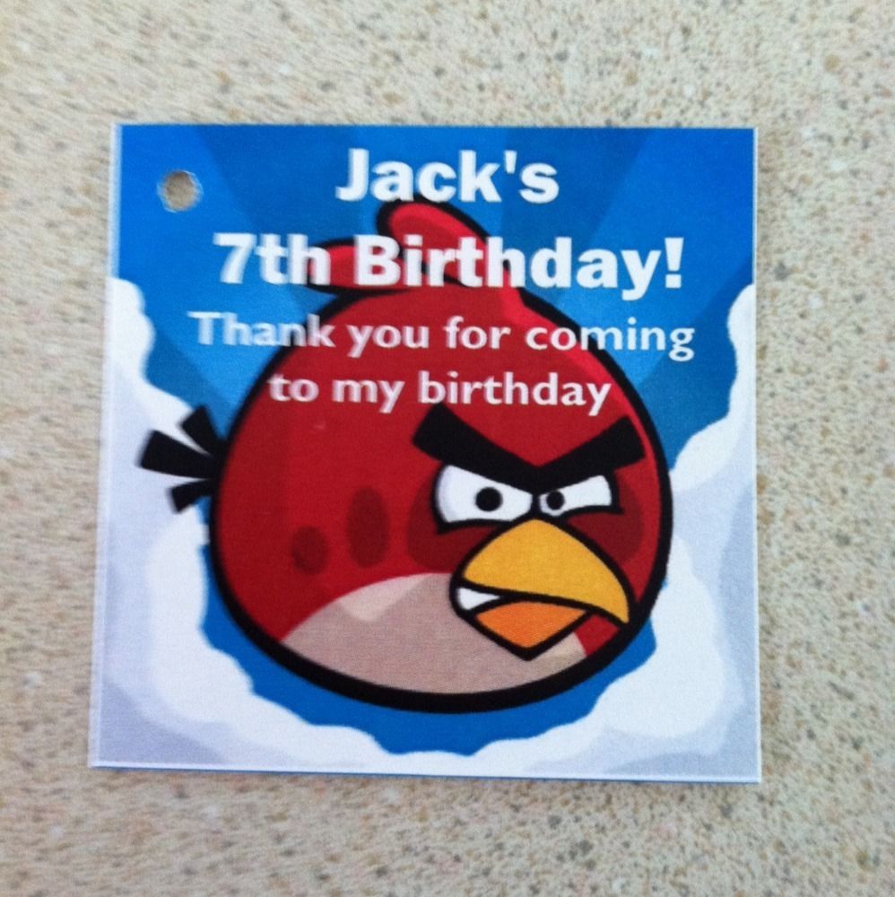 12 Angry Bird Birthday Party Favor Tags Reads Jacks 7th Birthday