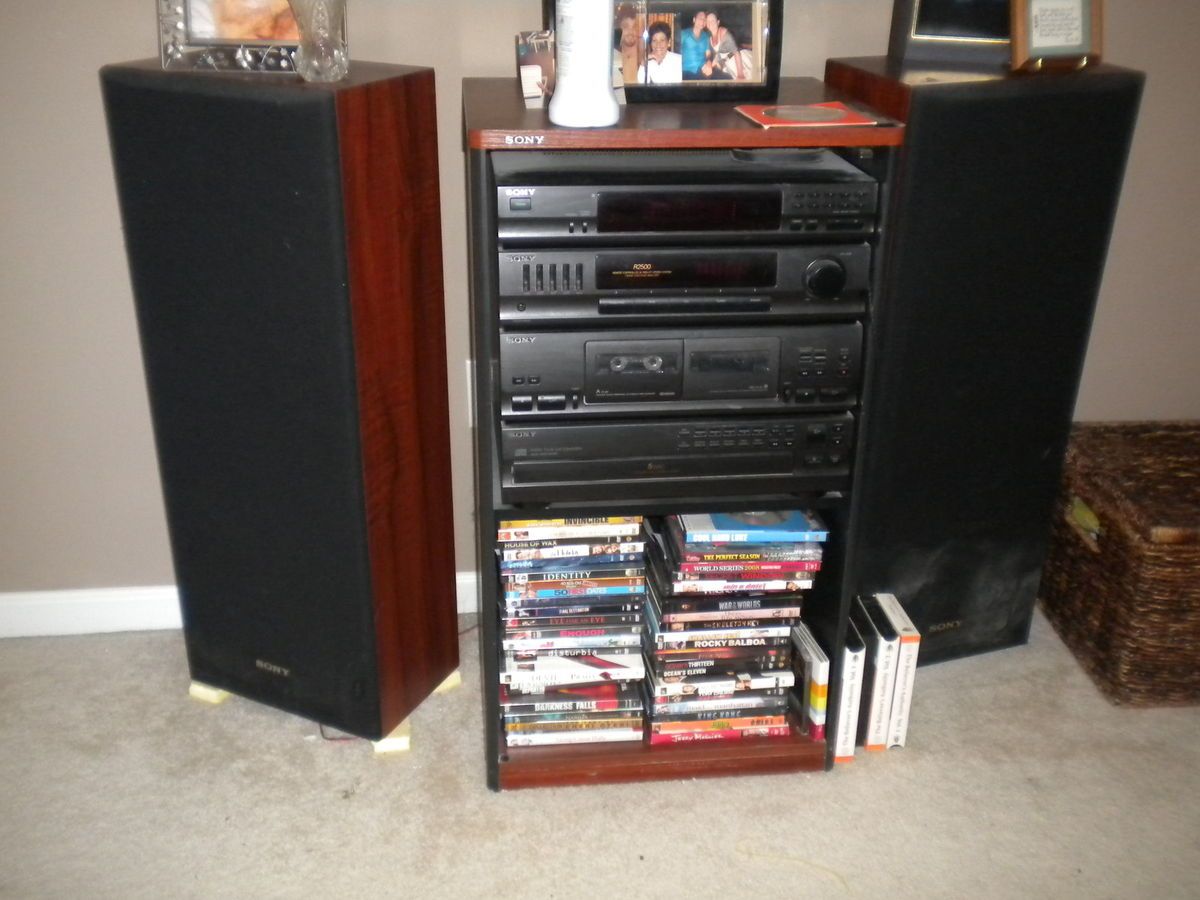 Sony Home Stereo System w Cabinet and Speakers