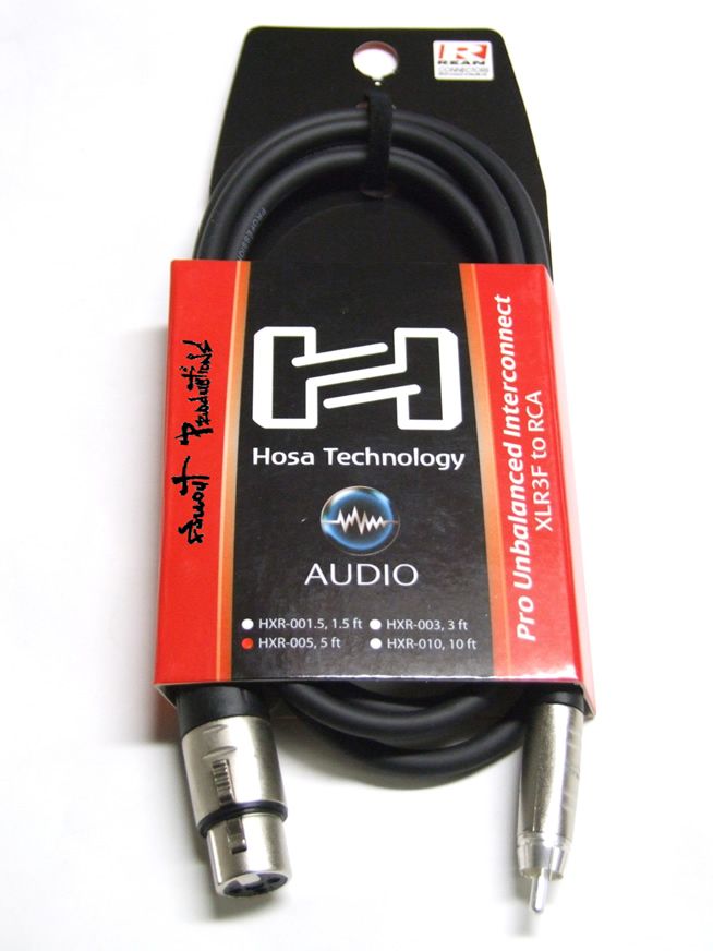 Hosa HXR 005 Pro XLR Female to Male RCA Cable Cord 5ft