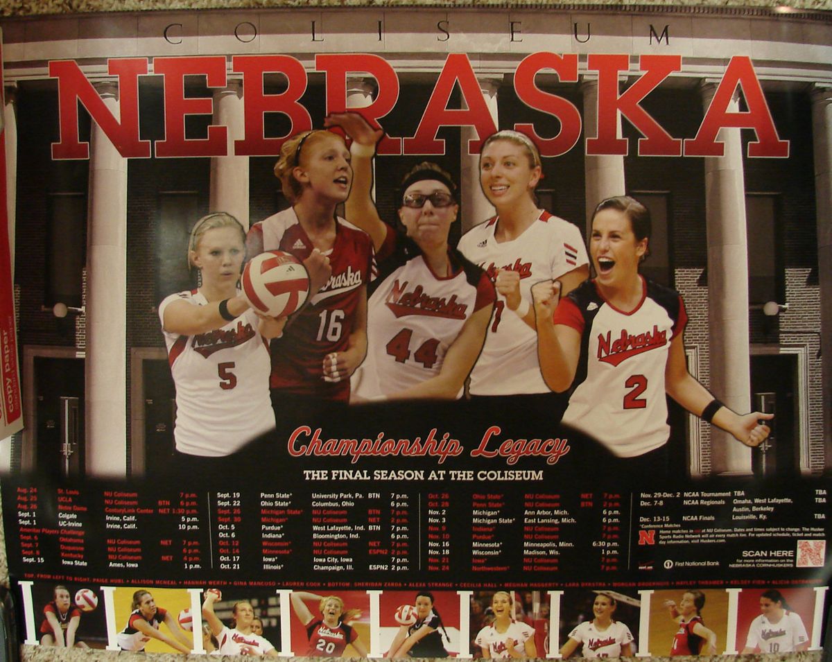 NEBRASKA CORNHUSKERS HUSKERS 2012 Volleyball schedule poster Go Big