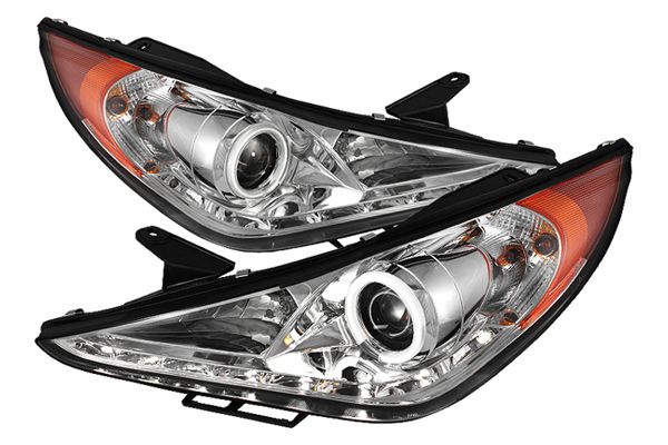 11 13 fits Hyundai Sonata Projector Headlights, Chrome CCFL Halo LED