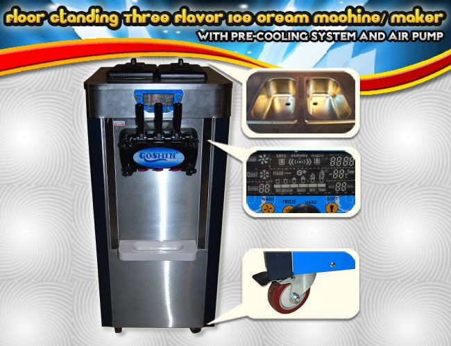Commercial Ice Cream Machine 3 Head Soft Serve Maker Factory Direct