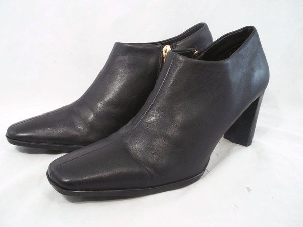 LIZ CLAIBORNE IMELDA Leather Split Stitch Side Zip Ankle Boots Womens