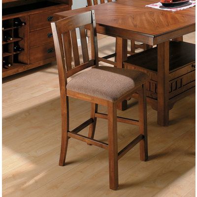  Saddle School House Counter Height Stool in Brown Oak Set of 2
