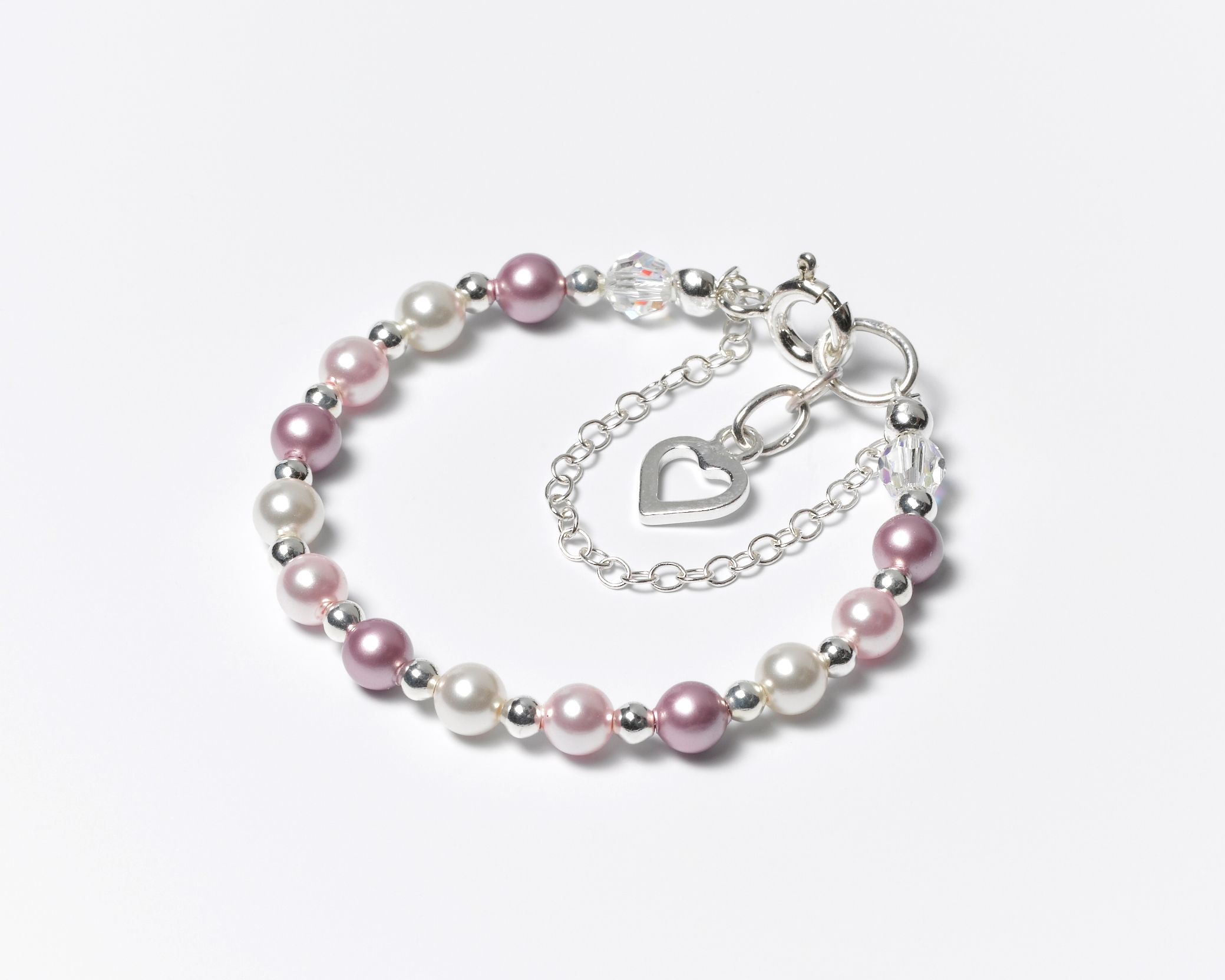 Christening Gift Swarovski Pearl Silver Baby Bracelet