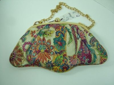 Inge Paisley Print Hand Painted Italian Leather Party Bag Purse Bone