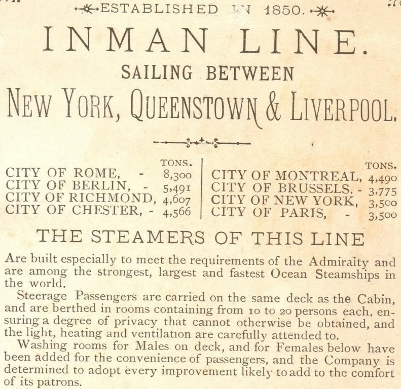 NOTE  City of Rome / Inman Line    (from theshipslist )