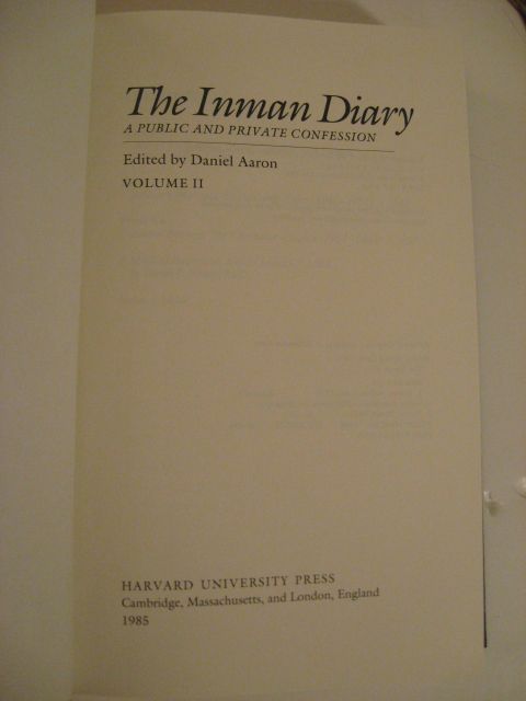 1985 The Inman Diary 2 Vols Illustrated w Slipcase