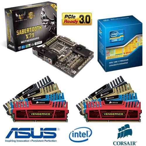  X79 Intel i7 3930K Six Core 64GB RAM Motherboard Combo Kit