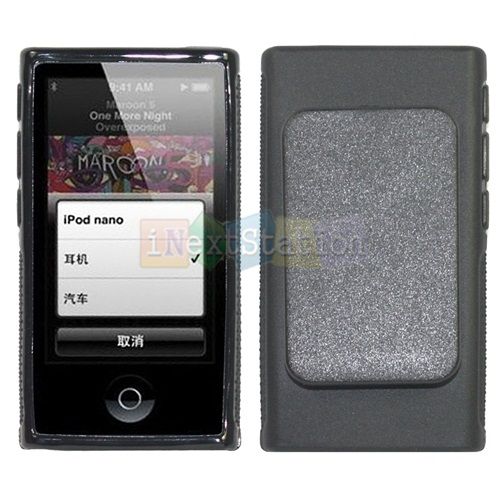 Black Silicone Case Cover for Apple iPod Nano 7 with Belt Clip