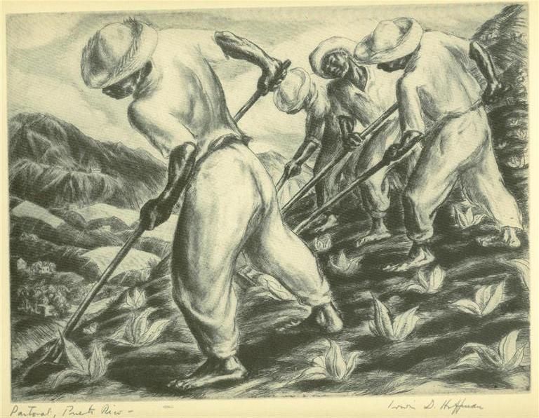 Irwin D Hoffman WPA 1939 Print Pastoral Puerto Rico