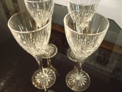 Crystal Wine Glasses Italian Tosca Cut Diamond Italy