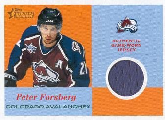 2001 02 Topps Heritage Jersey J PF Peter Forsberg