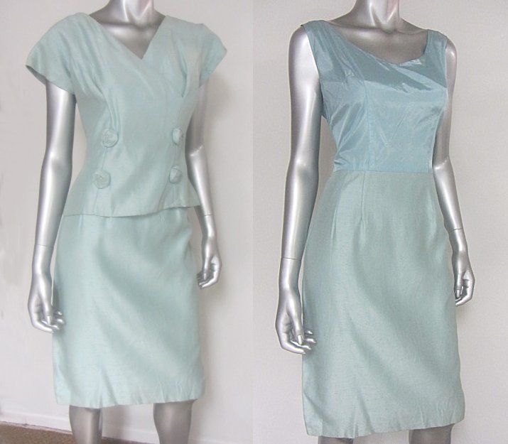 Raw Silk Vintage 1960s Jackie Socialite Dress Sz s M