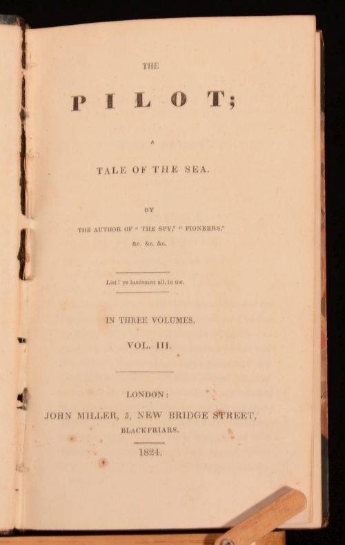 1824 3VOL James Fenimore Cooper The Pilot A Tale of The Sea Early