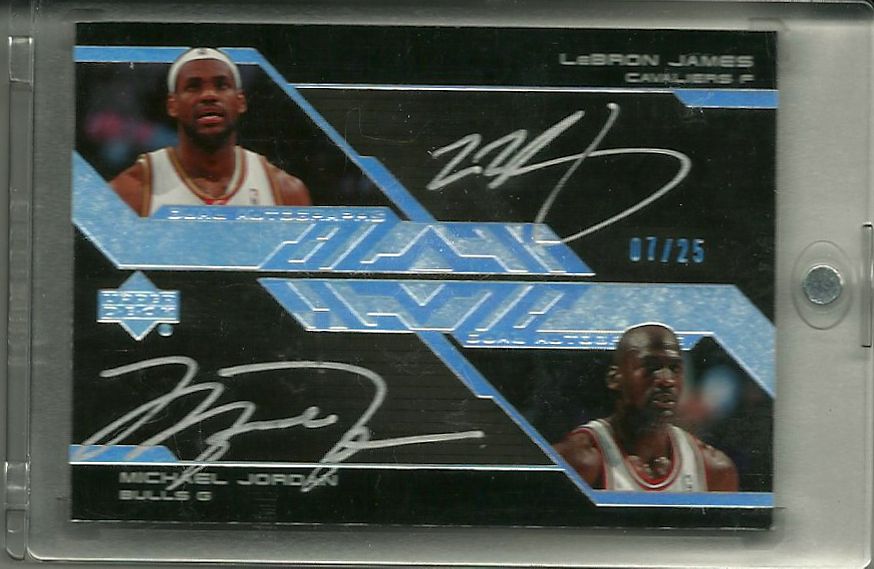 Lebron James Michael Jordan UD Black Dual Auto Autograph 7 25 Miami