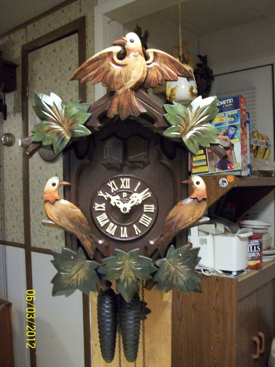 Vintage Poppo Musical Japanese Cuckoo Clock RARE Painted