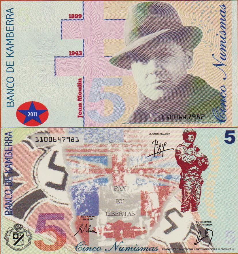 Kamberra Kingdom 5 Numismas 2011 UNC Jean Moulin