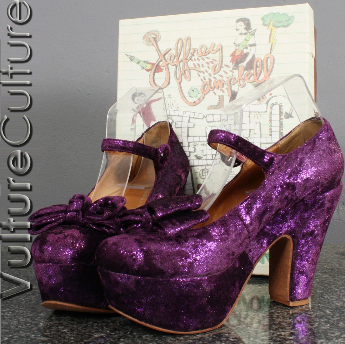 Jeffrey Campbell Wanted G Purple Convertible Bow Platform Mary Jane 9