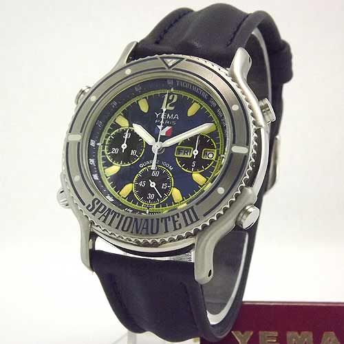 Yema Mens Spationaute III All Stainless Steel Analog Chronograph Strap