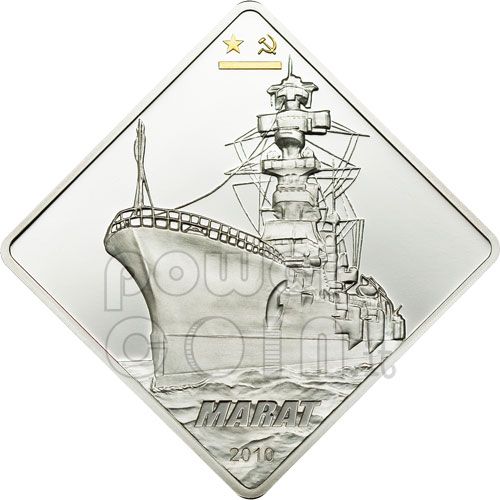 Marat Soviet Battleship 2 oz Silver Coin 10$ Palau 2010