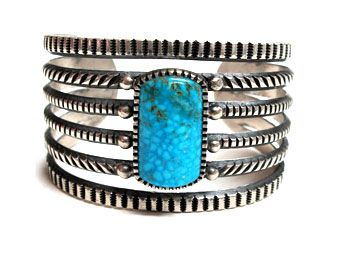 Harrison Jim –Wild Design–Webbed Kingman Turquoise Cuff