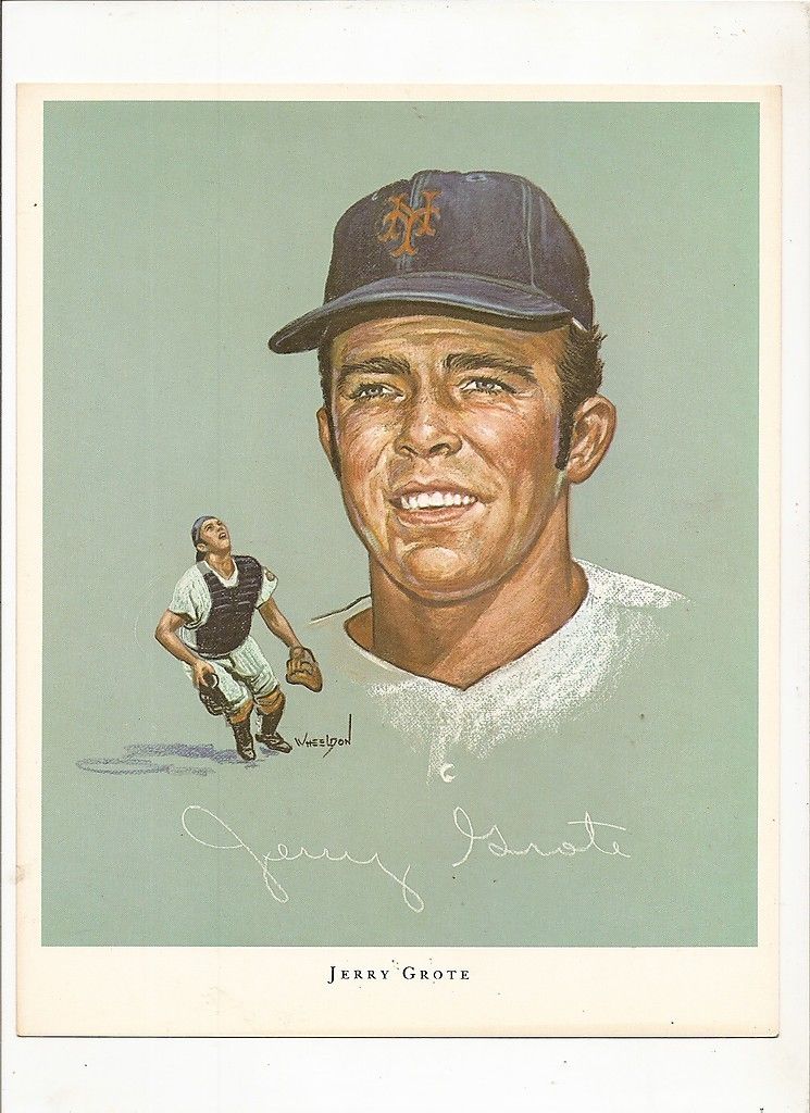 1969 Wheeldon Print Jerry Grote New York Mets