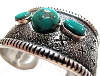 Harrison Jim Navajo Cross Cuff w Spinning Turquoise