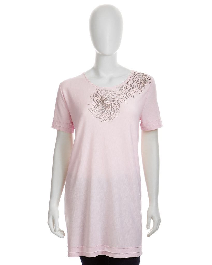 Joan Vass Beaded Tunic Pink Quartz