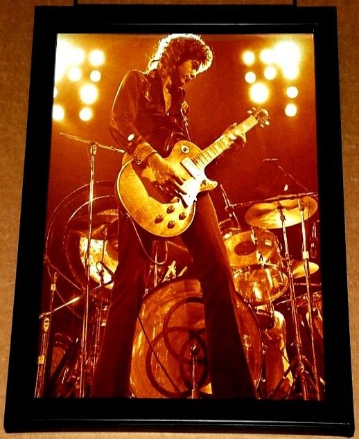 Jimmy Page LED Zeppelin Gibson Les Paul Framed Portrait