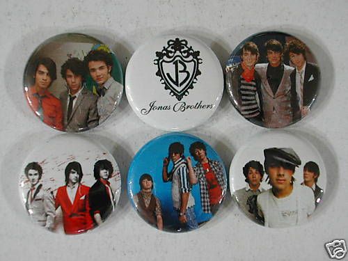 Jonas Brothers Joe Nick Kevin 6 New Pinbacks Buttons EW