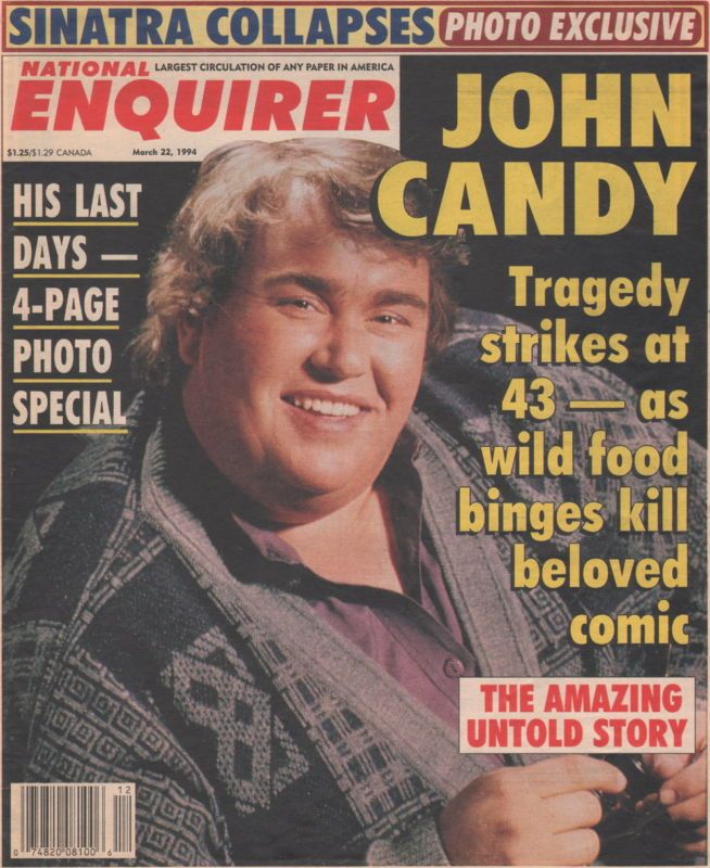 1994 NATIONAL ENQUIRER Mag   JOHN CANDYS UNTOLD STORY, Frank Sinatra