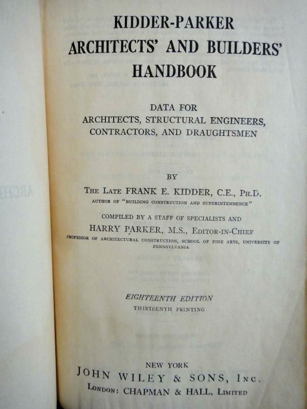 1950 Vintage Kidder Parker Architect Builder Handbook