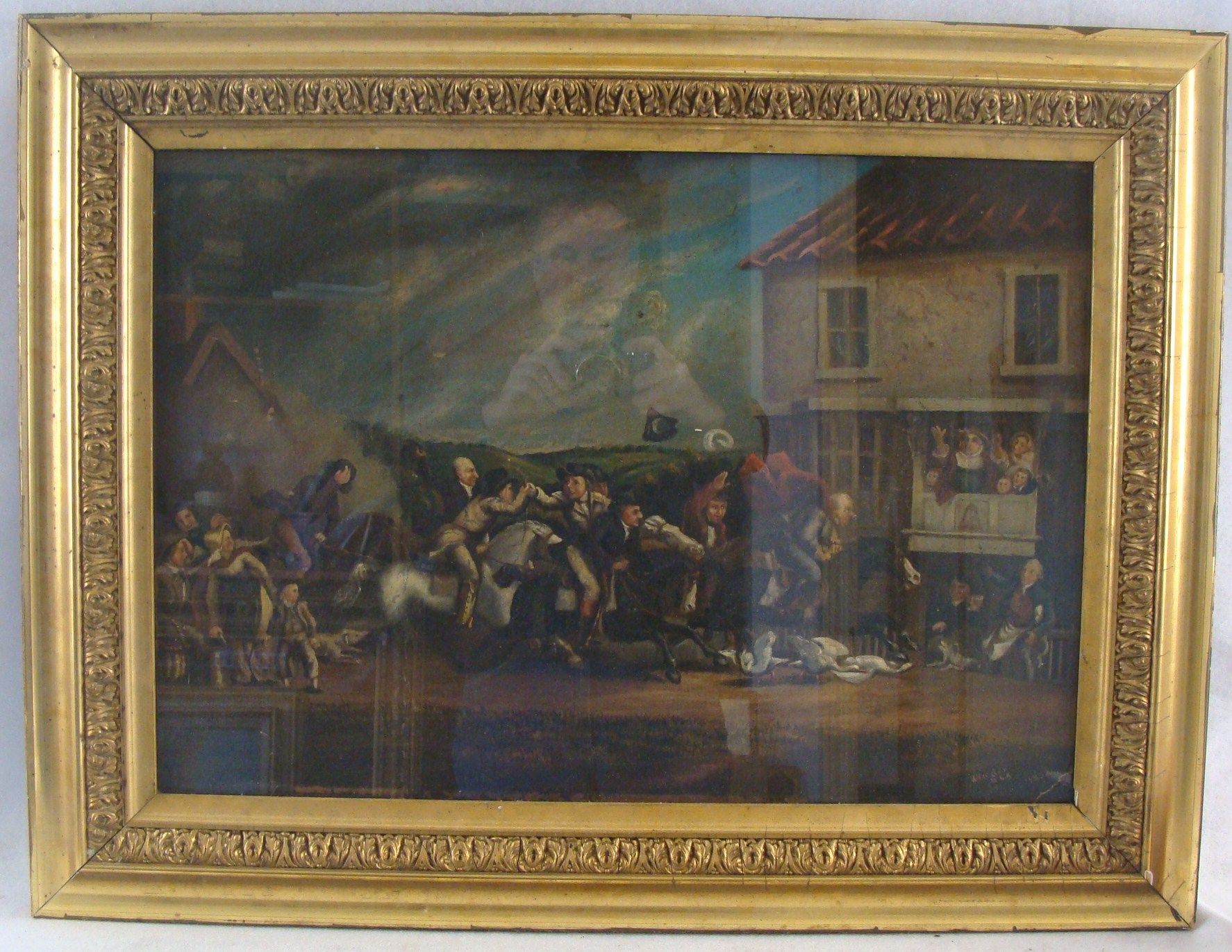 Antique 1852 Folk Art Berthold Winder O B Painting