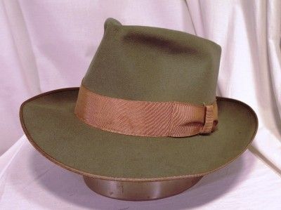 1940's Knox Fifteen Wide Brim Tall Crown Fedora Big Size 7 1 2 L K  