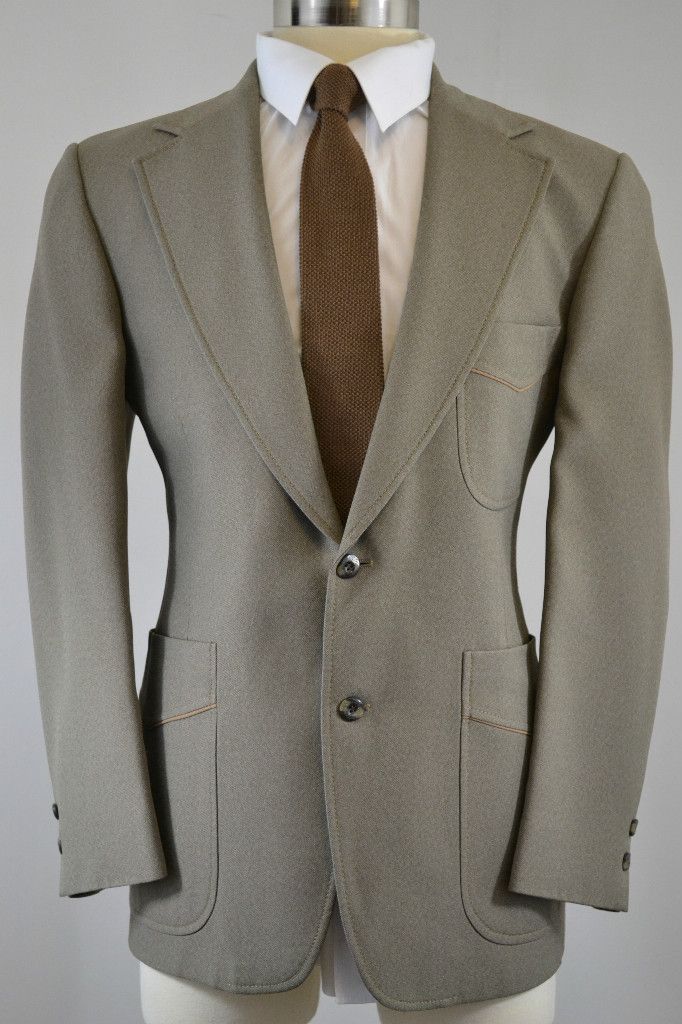 Vintage Mens Johnny Carson Beige 2pc Suit 40R  