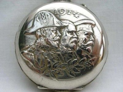 WWI Period Allied Leaders Embossed Pocket Watch by Roskopf  