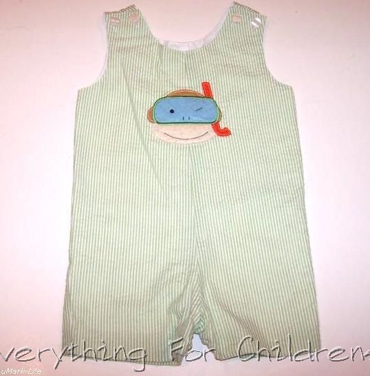 Boys Petit Frere Boutique Jon Jon 18M Sunsuit Romper Seersucker Monkey Outfit 18  