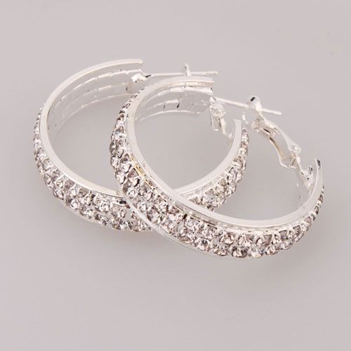 Super Star Jolin Favorite CZ Stud Thick Hoop Earrings  