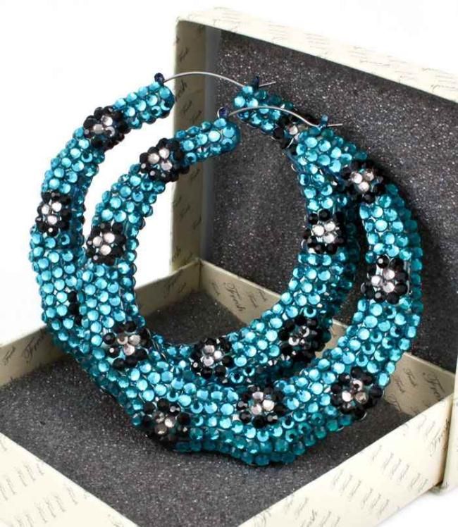 DARK teal POPARAZZI celebrity inspired Basketball wives style pierced earrings  