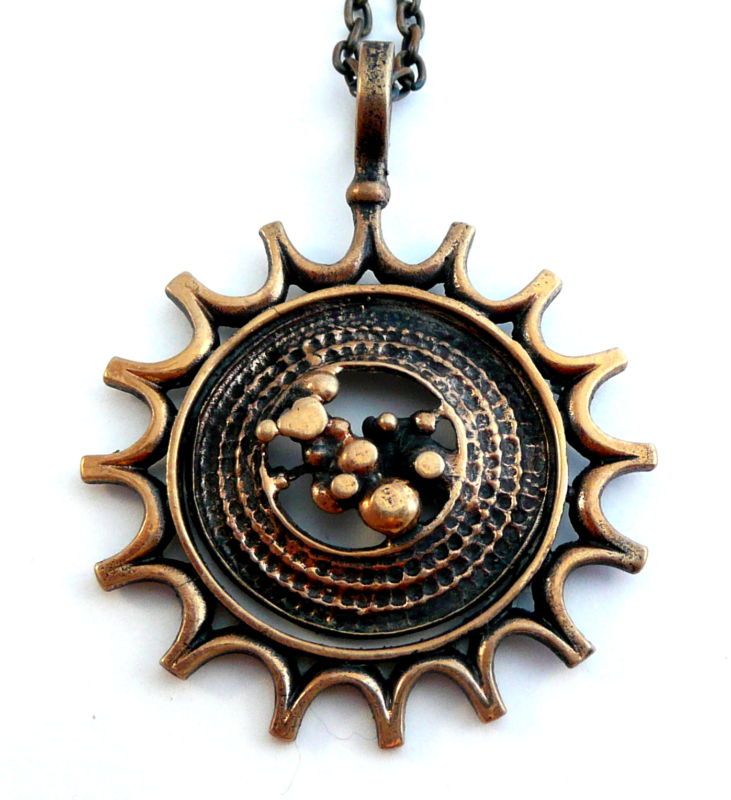 Vintage 1970s Jorma Laine Finland Mod Bronze Pendant  