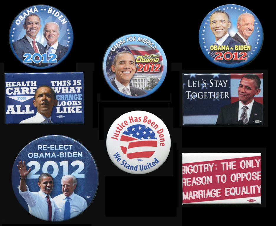 8 BARACK OBAMA JOE BIDEN 2012 POLITICAL BUTTONS  