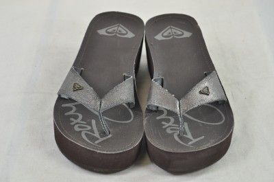 ROXY JUANITA THONG STYLE PLATFORM WEDGE SYNTHETIC LEATHER FLIP FLOP CUTE SANDAL  