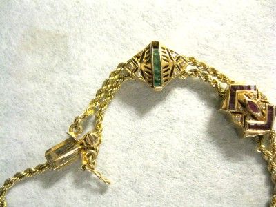 RARE Estate Joshua 14k Slide Bracelet 6 Gemstone Slides  