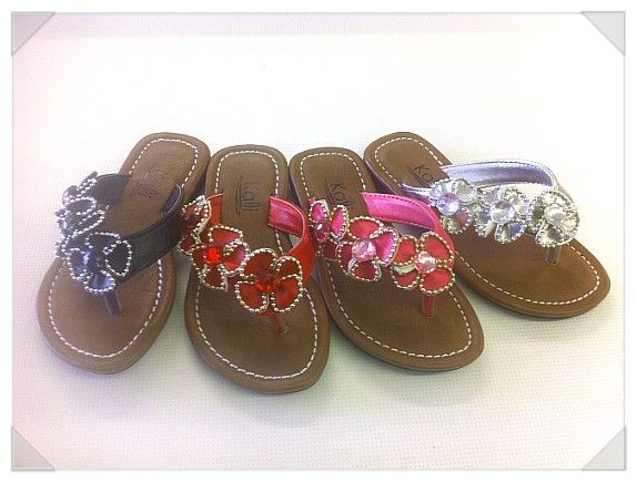 Cute Junior Girl Flip Flops Kids Flower Beach Flat Sandals VanillaJr  